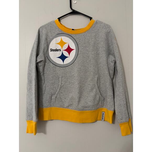 Reebok Tops - Reebok NFL Team Apparel Size Medium Long Spellout Sleeve Steelers Crewneck